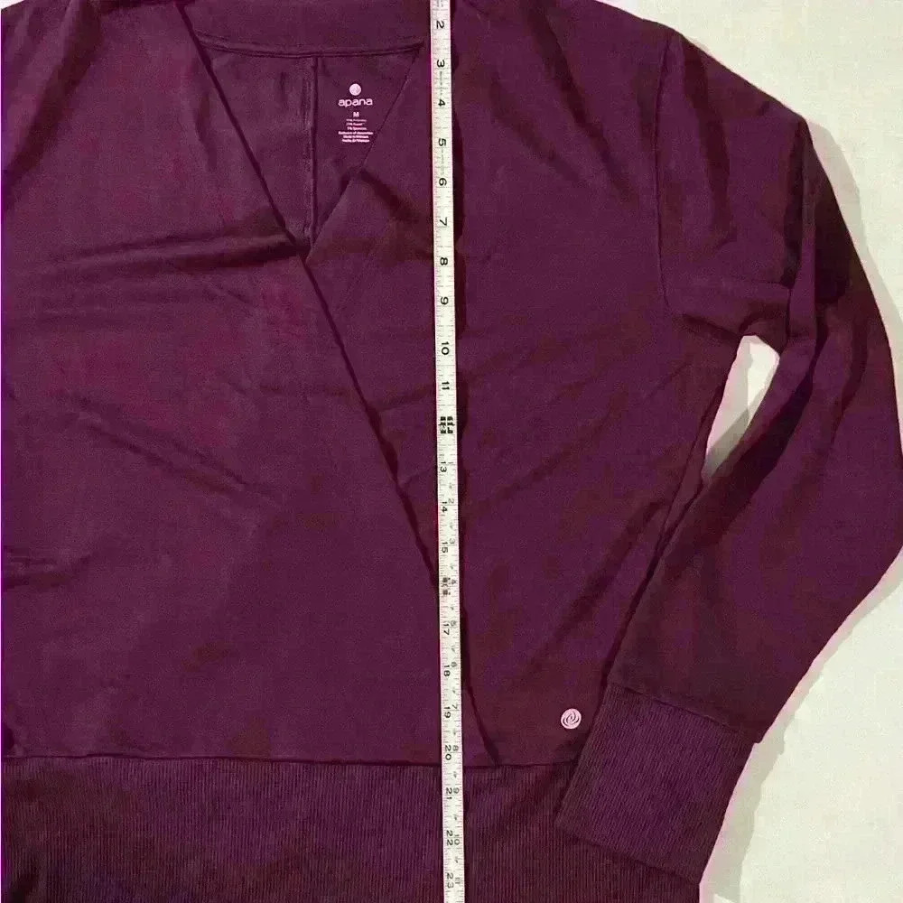 APANA Plum Dewdrop Wrap Long Sleeve Top Medium - Picture 7 of 8